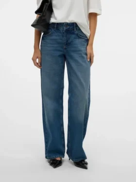 Snrancy-jeans med middels høy midje og vid passform