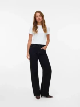 Snrancy-jeans med middels høy midje og vid passform