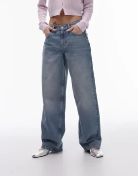 Topshop jeans med lav midje og avslappet passform