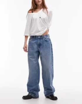 Topshop jeans med lav midje og avslappet passform