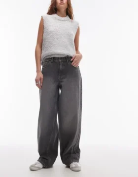 Topshop-jeans med lav midje og vid benpassform