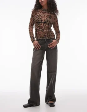 Topshop-jeans med lav midje og vid benpassform
