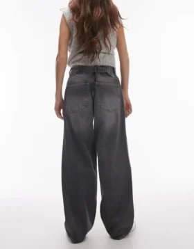 Topshop-jeans med lav midje og vid benpassform