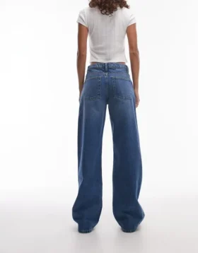 Topshop-jeans med lav midje og vid benpassform
