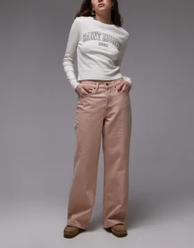Topshop jeans med middels midje og løs passform