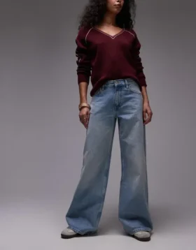 Topshop jeans med middels midje og vid ben