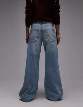 Topshop jeans med middels midje og vid ben