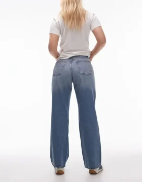 Topshop Mid Rise Straight Fit Jeans