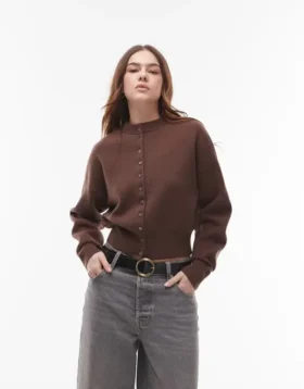 Topshop strikket, kompakt cardigan med innsvingt midje