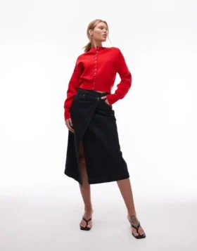 Topshop strikket, kompakt cardigan med innsvingt midje
