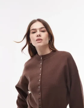 Topshop strikket, kompakt cardigan med innsvingt midje