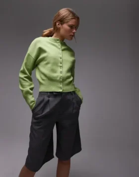 Topshop strikket, kompakt cardigan med innsvingt midje