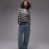 Topshop strikket, lett stripet polo