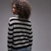 Topshop strikket, lett stripet polo