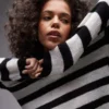 Topshop strikket, lett stripet polo