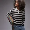 Topshop strikket, lett stripet polo