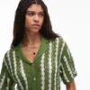 Topshop strikket skjorte med striper i matchende sett