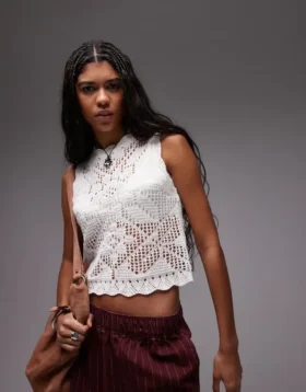 Topshop strikket Stitchy-tanktop med bølget kant