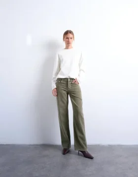 Tsember-jeans med lav midje og normal passform