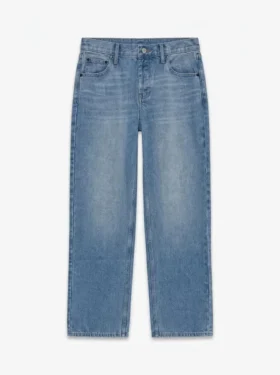 Tsember-jeans med lav midje og vid passform