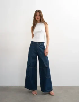 Tseva-jeans med middels høy midje og vid passform