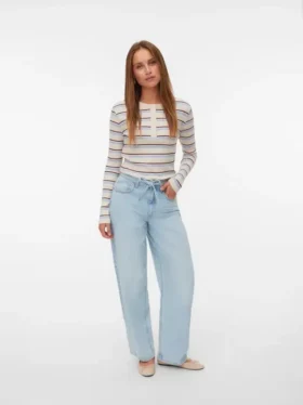 Vmestelle-jeans med høy midje og tønneformet passform