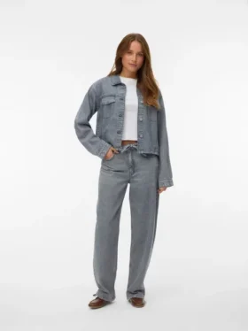 Vmestelle-jeans med høy midje og tønneformet passform