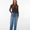 Vmsandie – Stretch-Jeans med middels høy midje og vid passform