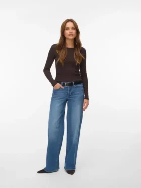Vmsandie – Stretch-Jeans med middels høy midje og vid passform