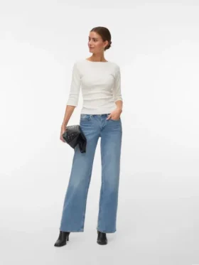 Vmsandie – Stretch-Jeans med middels høy midje og vid passform