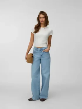 Vmsandie-Stretch Mid Rise Wide Fit – Cropped-Jeans