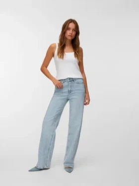 Vmtessa-jeans med strass, høy midje og vid passform