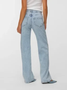Vmtessa-jeans med strass, høy midje og vid passform