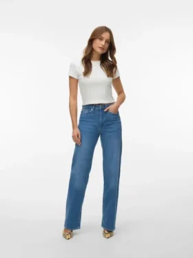 Vmtessa-Stretch-jeans med høy midje og vid passform